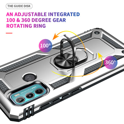 Miltary Grade Drop Protection Magnetic Ring Kickstand Hybrid Plastic PC+TPU Impact Resistant Case Cover for Motorola Moto G60 / G40 Fusion