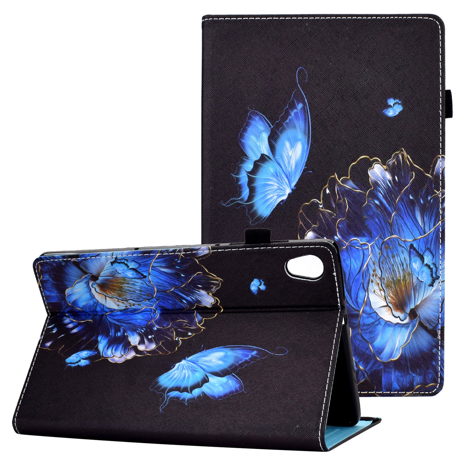 Pattern Printing Stand Cover Card Slots Protective Case with Elastic Band for Lenovo Tab M10 HD Gen 2