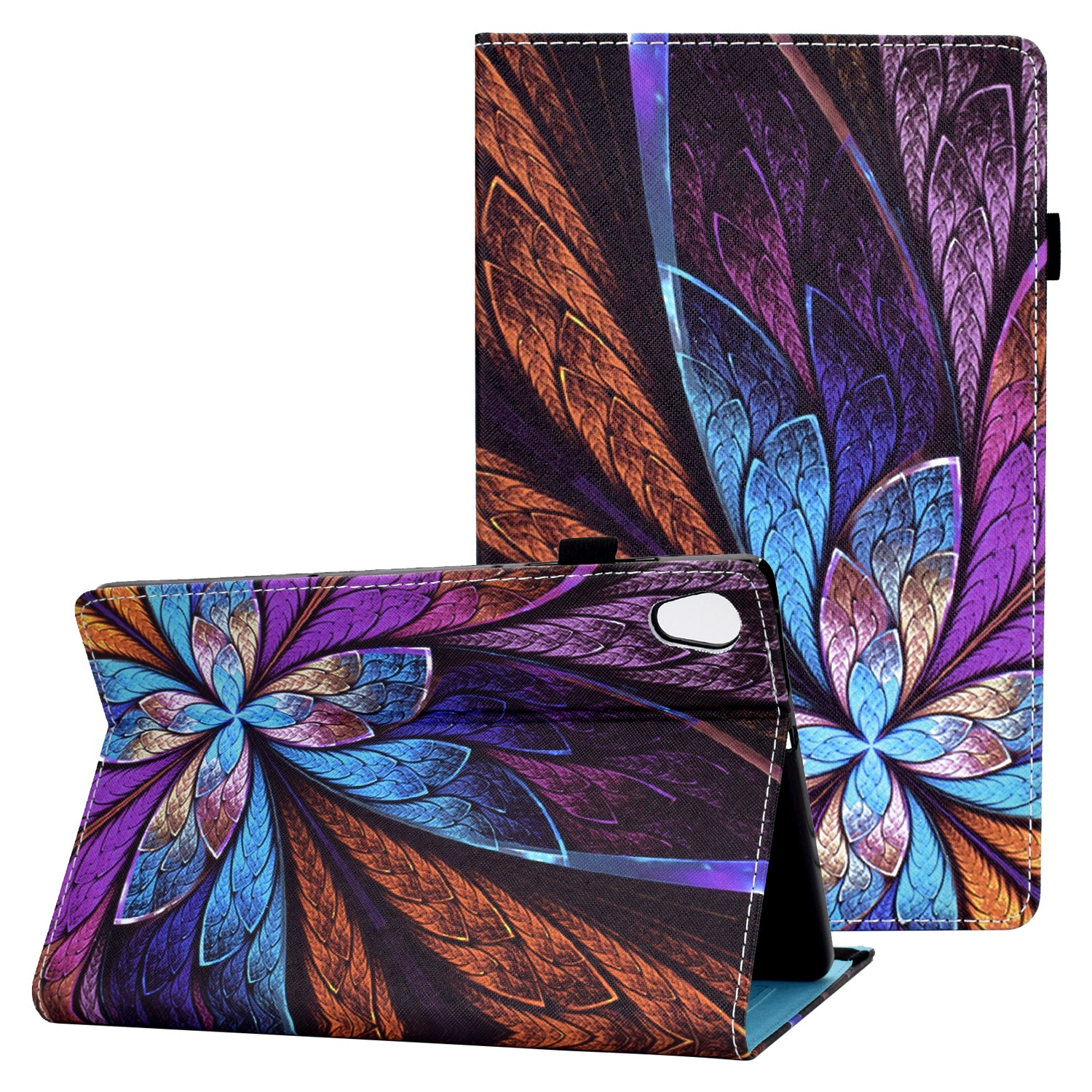 Pattern Printing Stand Cover Card Slots Protective Case with Elastic Band for Lenovo Tab M10 HD Gen 2