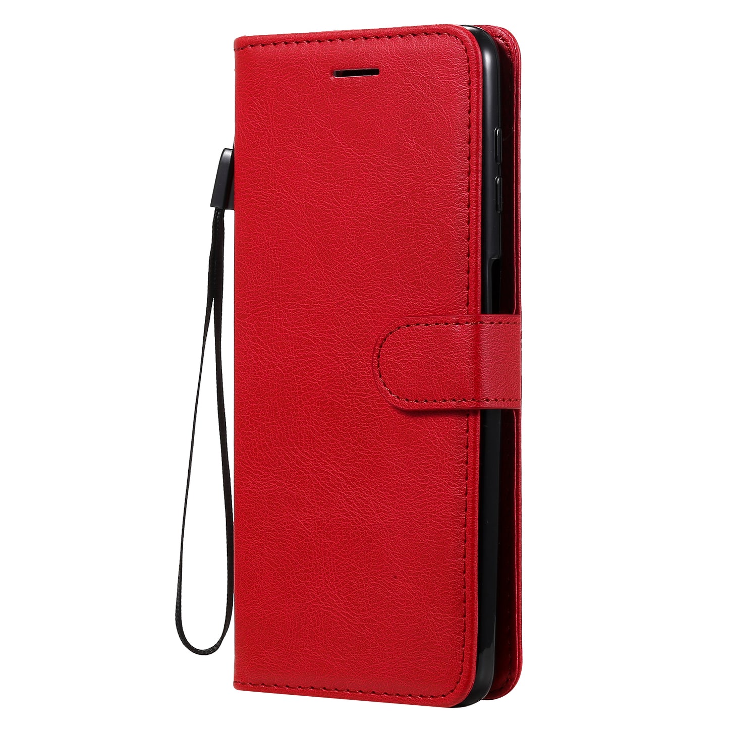 Full Protection Folio Flip Plain Leather Phone Wallet Stand Shell with Strap for Motorola Moto G Power (2021)