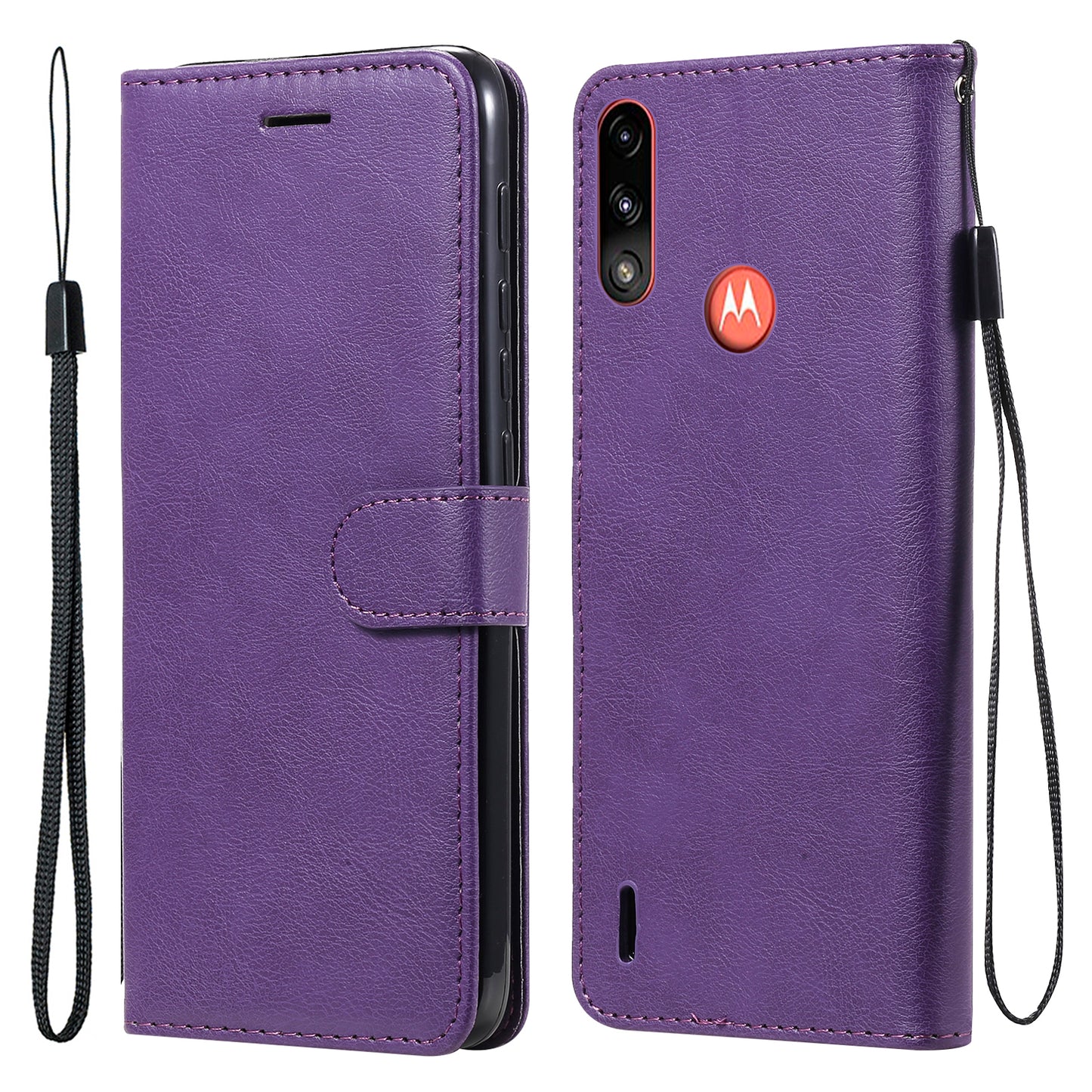 Wallet Design KT Leather Series-2 Solid Color Leather Phone Stand Shell with Strap for Motorola Moto E7 Power/Moto E7i Power