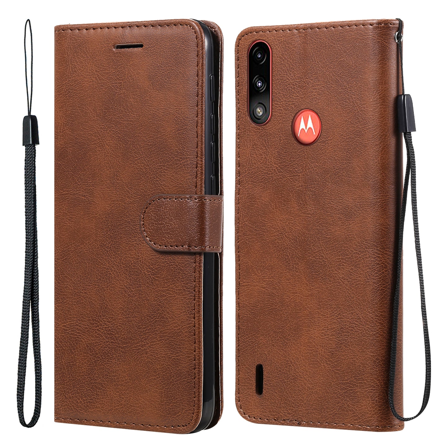 Wallet Design KT Leather Series-2 Solid Color Leather Phone Stand Shell with Strap for Motorola Moto E7 Power/Moto E7i Power