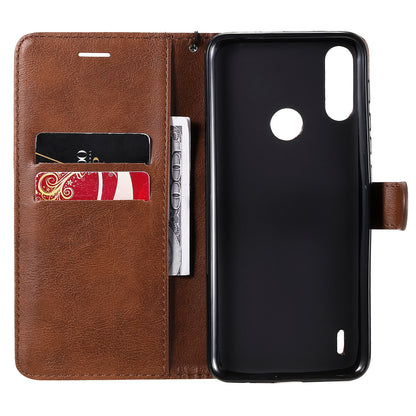 Wallet Design KT Leather Series-2 Solid Color Leather Phone Stand Shell with Strap for Motorola Moto E7 Power/Moto E7i Power