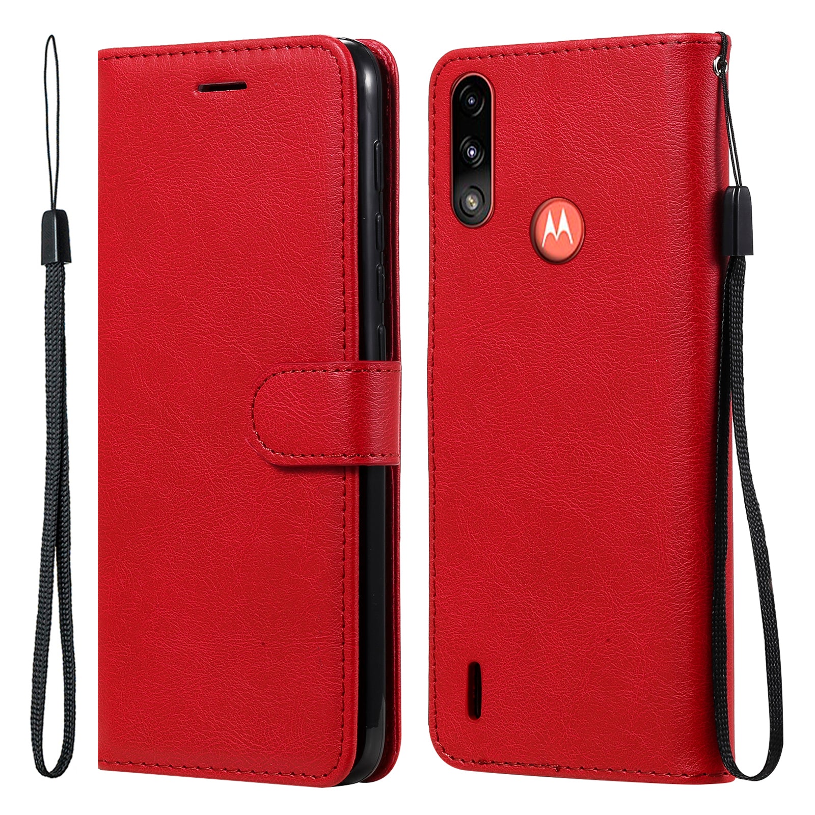 Wallet Design KT Leather Series-2 Solid Color Leather Phone Stand Shell with Strap for Motorola Moto E7 Power/Moto E7i Power