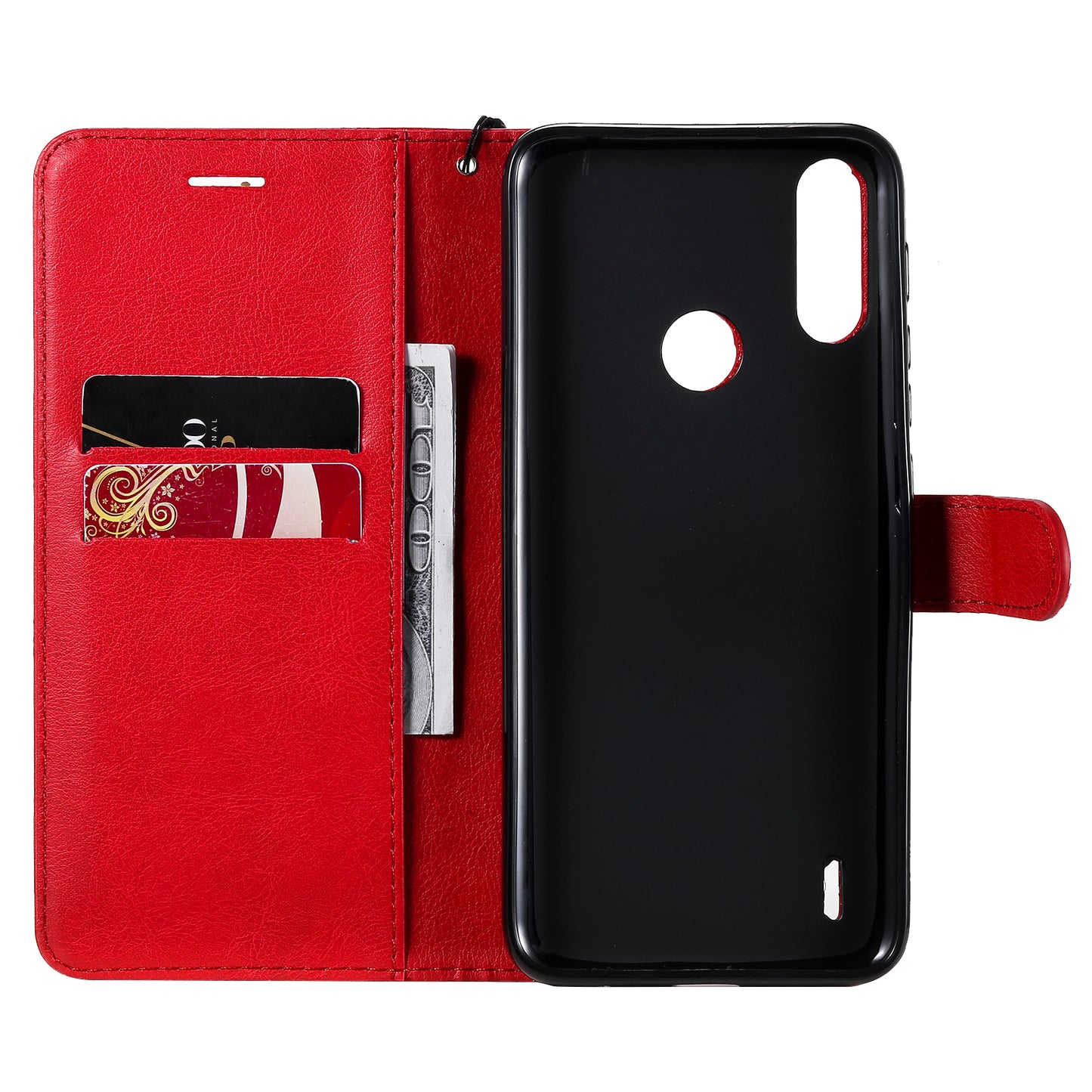 Wallet Design KT Leather Series-2 Solid Color Leather Phone Stand Shell with Strap for Motorola Moto E7 Power/Moto E7i Power