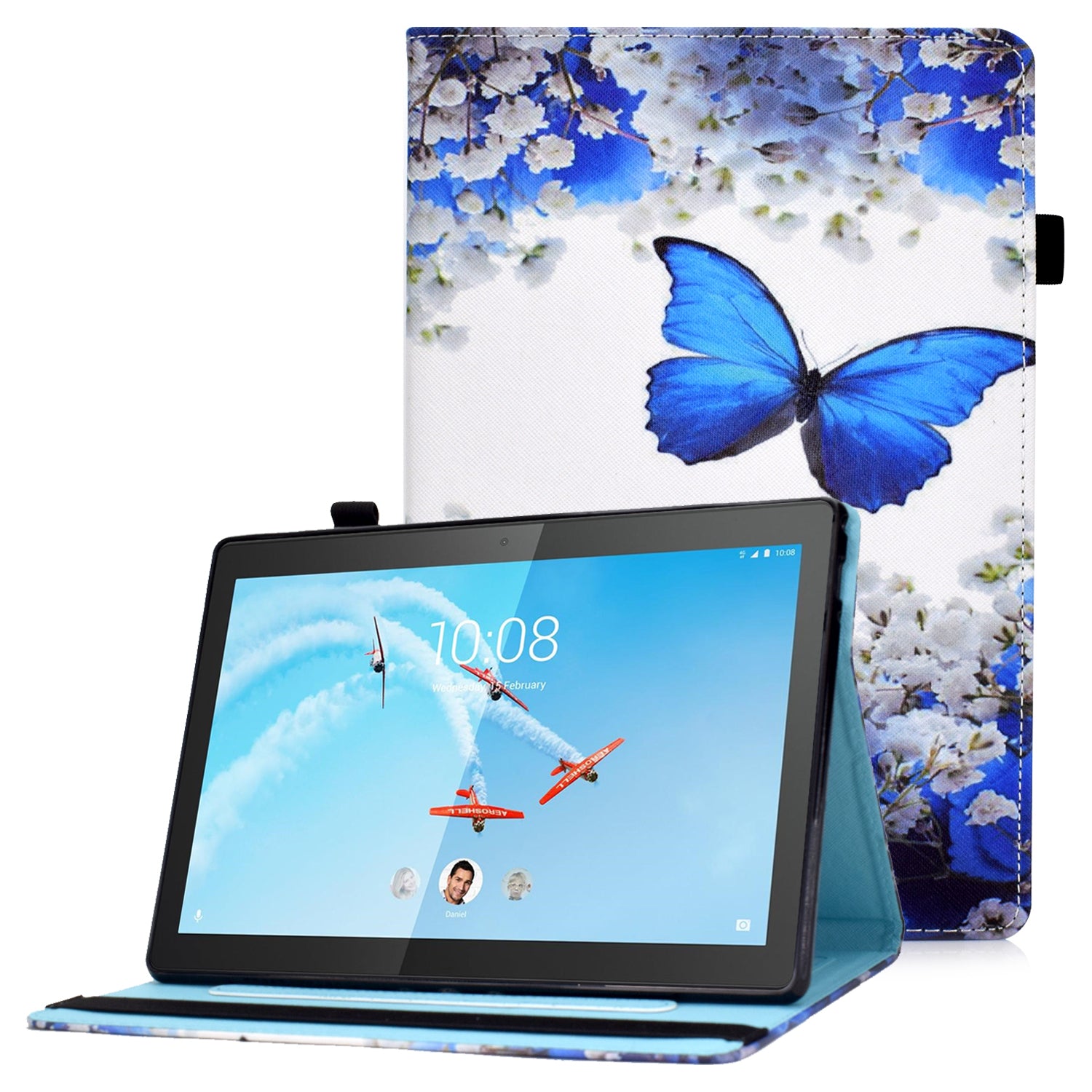 Full Body Protective Pattern Printing Elastic Band Stand Back Cover for Lenovo Tab M10 TB-X605F / Tab M10 HD TB-X505