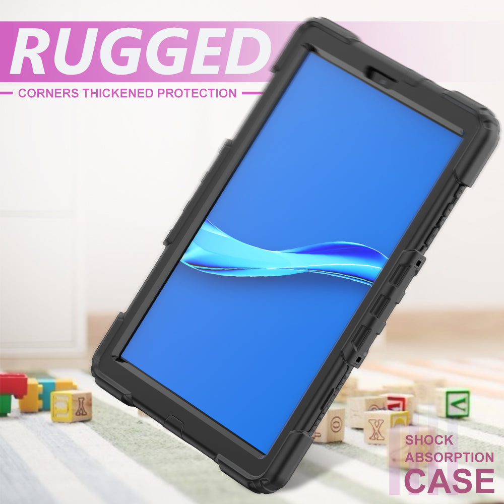 PC + Silicone + PET Front Film Tablet Combo Shell with Kickstand and Shoulder Strap for Lenovo Tab M10 HD Gen 2 TB-306X(F)