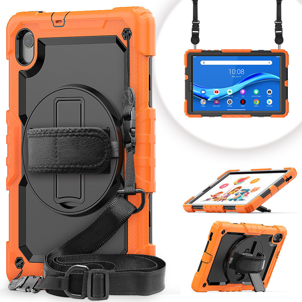 PC + Silicone + PET Front Film Tablet Combo Shell with Kickstand and Shoulder Strap for Lenovo Tab M10 HD Gen 2 TB-306X(F)