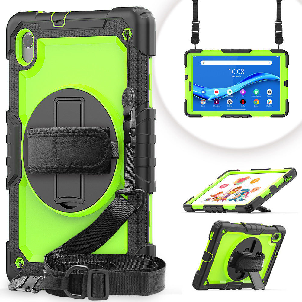 PC + Silicone + PET Front Film Tablet Combo Shell with Kickstand and Shoulder Strap for Lenovo Tab M10 HD Gen 2 TB-306X(F)