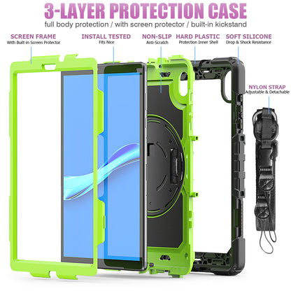 PC + Silicone + PET Front Film Tablet Combo Shell with Kickstand and Shoulder Strap for Lenovo Tab M10 HD Gen 2 TB-306X(F)