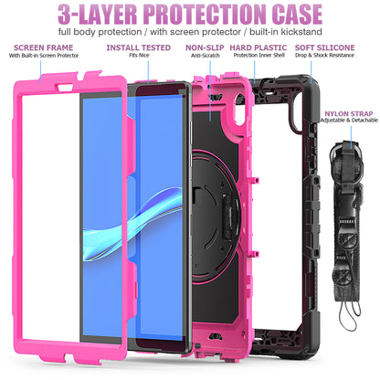 PC + Silicone + PET Front Film Tablet Combo Shell with Kickstand and Shoulder Strap for Lenovo Tab M10 HD Gen 2 TB-306X(F)