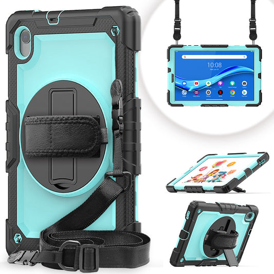 PC + Silicone + PET Front Film Tablet Combo Shell with Kickstand and Shoulder Strap for Lenovo Tab M10 HD Gen 2 TB-306X(F)