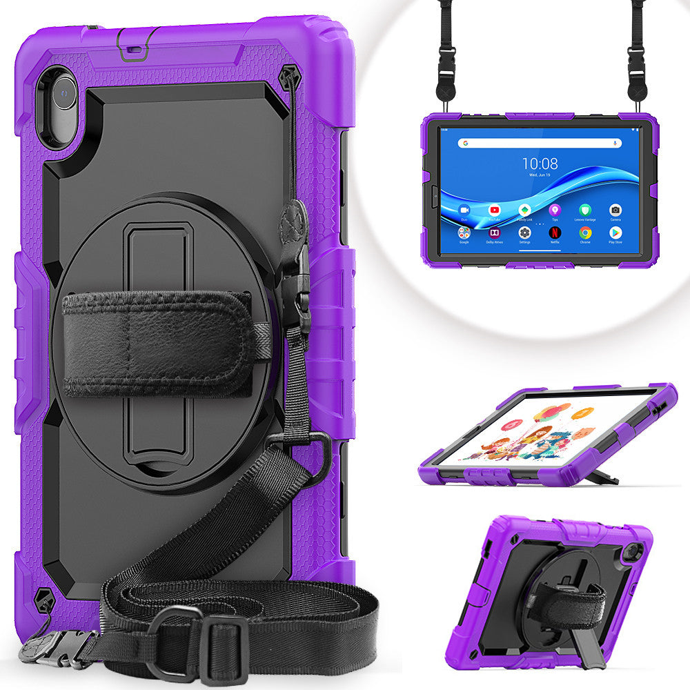 PC + Silicone + PET Front Film Tablet Combo Shell with Kickstand and Shoulder Strap for Lenovo Tab M10 HD Gen 2 TB-306X(F)