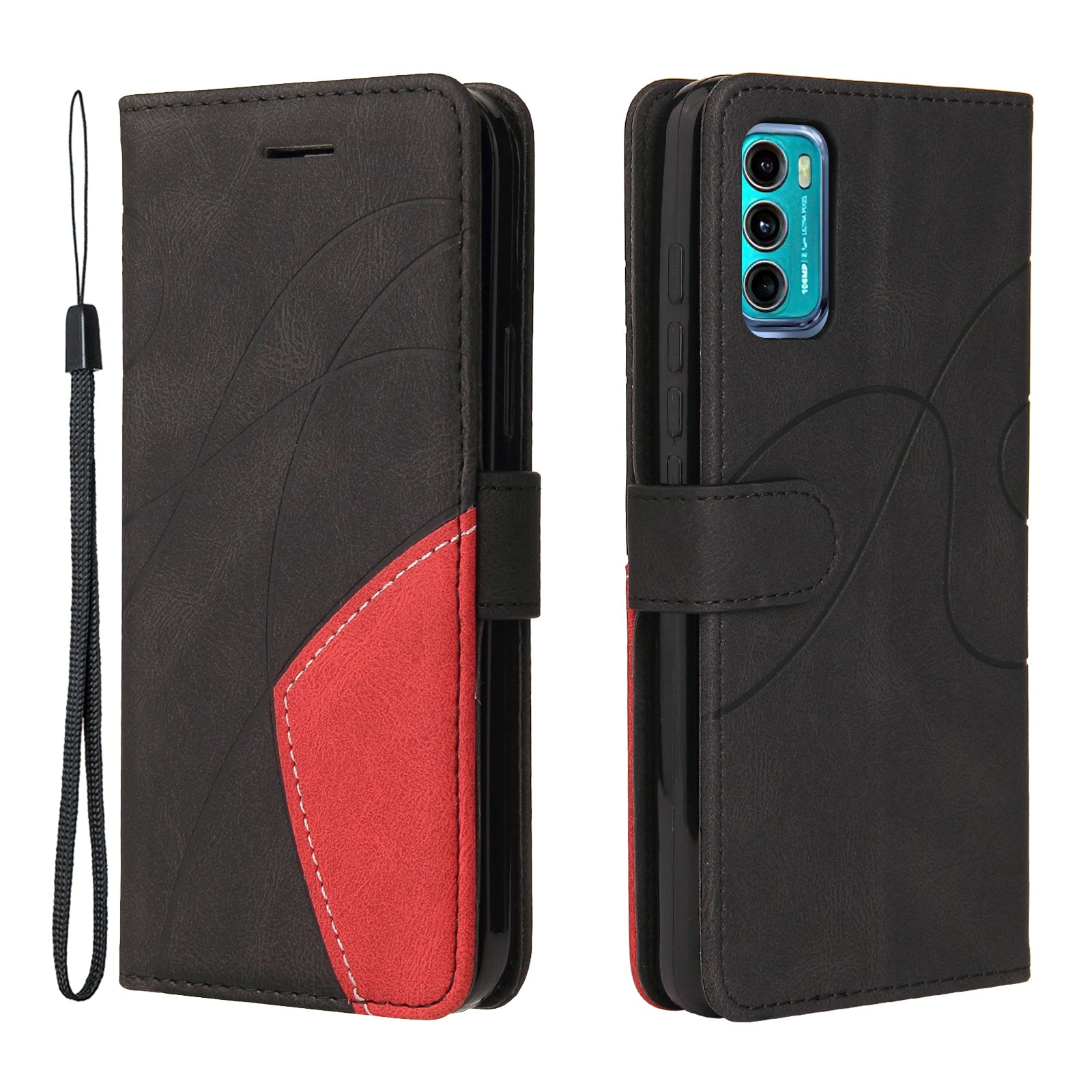 KT Leather Series-1 Stylish Bi-colour Splicing PU Leather Stand Case Wallet Phone Shell for Motorola Moto G60 / Moto G40 Fusion