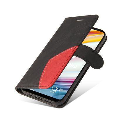 KT Leather Series-1 Stylish Bi-colour Splicing PU Leather Stand Case Wallet Phone Shell for Motorola Moto G60 / Moto G40 Fusion