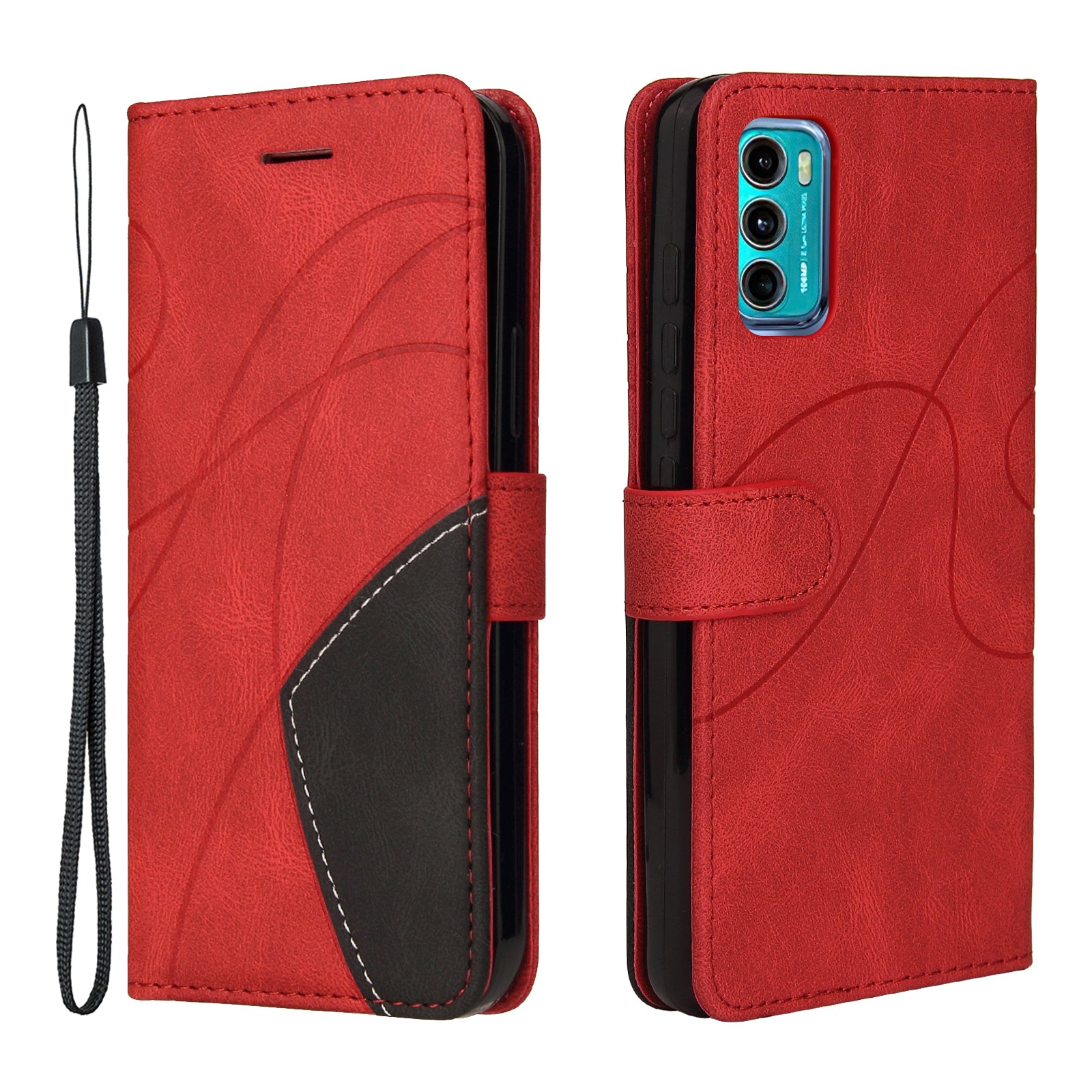 KT Leather Series-1 Stylish Bi-colour Splicing PU Leather Stand Case Wallet Phone Shell for Motorola Moto G60 / Moto G40 Fusion