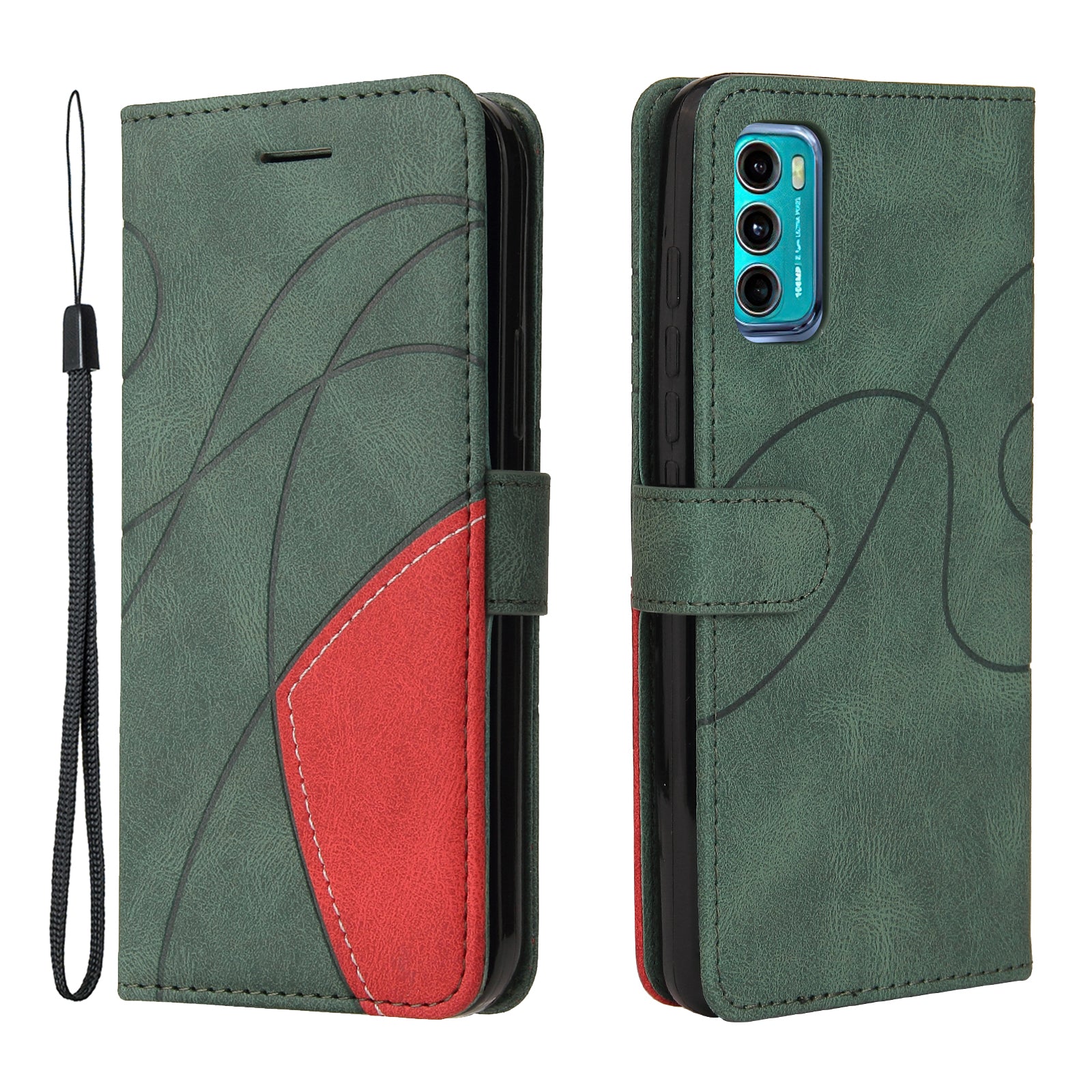 KT Leather Series-1 Stylish Bi-colour Splicing PU Leather Stand Case Wallet Phone Shell for Motorola Moto G60 / Moto G40 Fusion