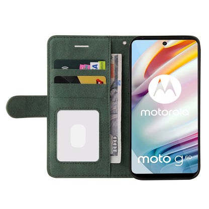 KT Leather Series-1 Stylish Bi-colour Splicing PU Leather Stand Case Wallet Phone Shell for Motorola Moto G60 / Moto G40 Fusion