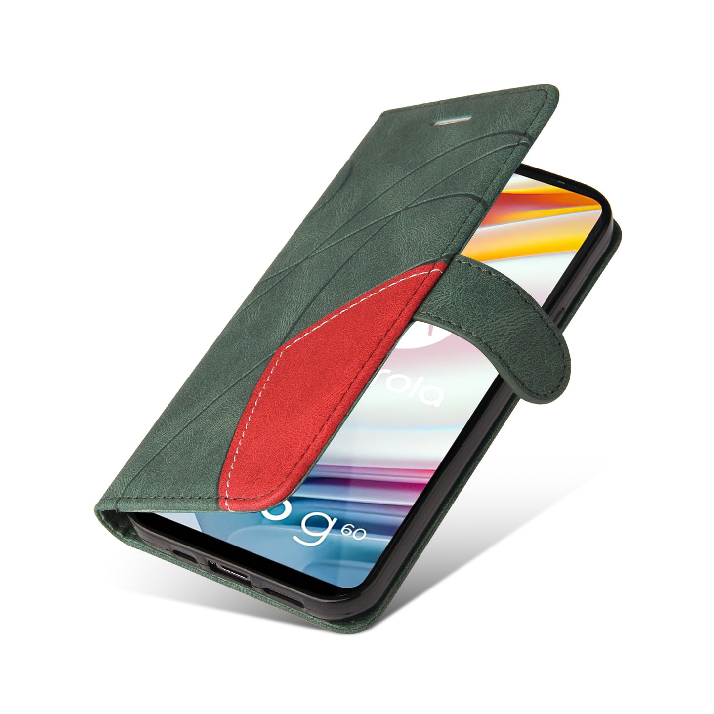 KT Leather Series-1 Stylish Bi-colour Splicing PU Leather Stand Case Wallet Phone Shell for Motorola Moto G60 / Moto G40 Fusion