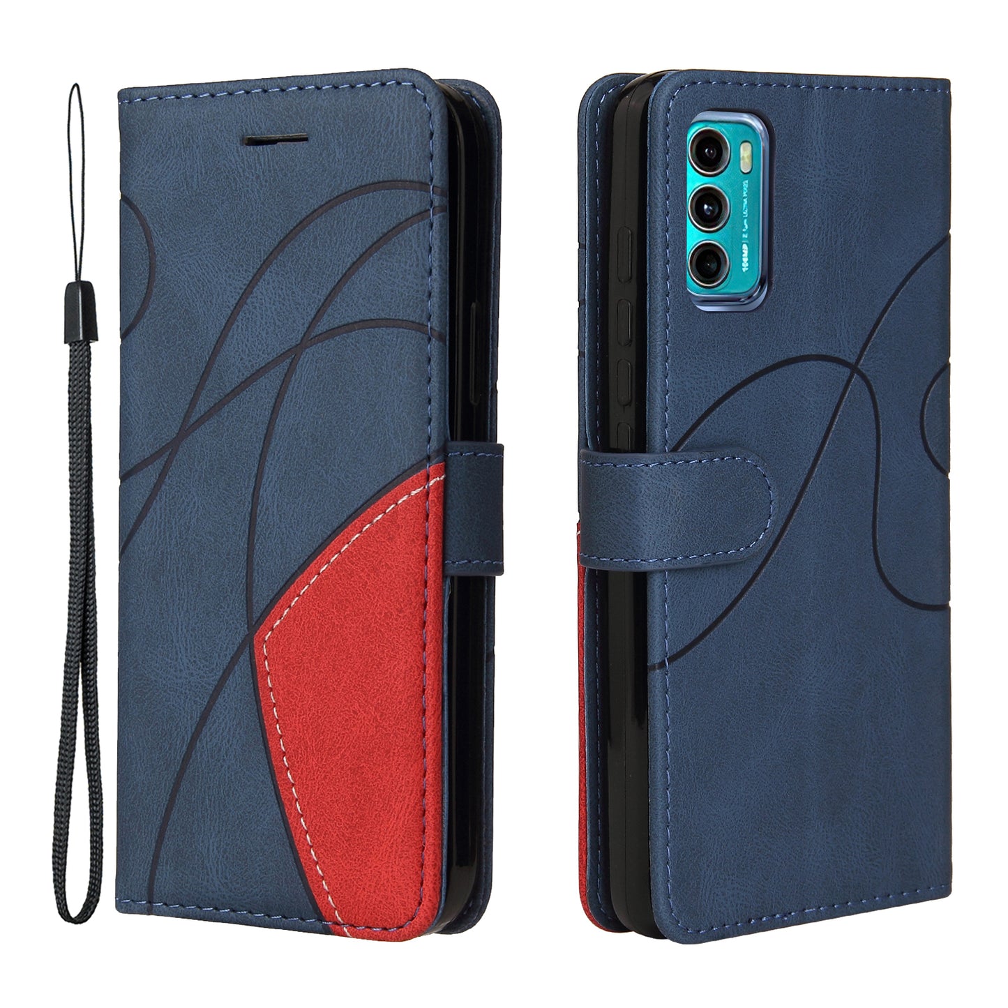 KT Leather Series-1 Stylish Bi-colour Splicing PU Leather Stand Case Wallet Phone Shell for Motorola Moto G60 / Moto G40 Fusion