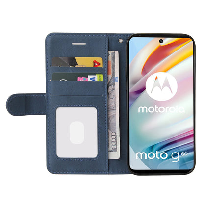 KT Leather Series-1 Stylish Bi-colour Splicing PU Leather Stand Case Wallet Phone Shell for Motorola Moto G60 / Moto G40 Fusion