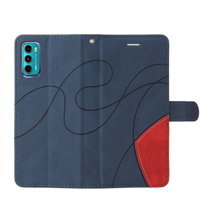 KT Leather Series-1 Stylish Bi-colour Splicing PU Leather Stand Case Wallet Phone Shell for Motorola Moto G60 / Moto G40 Fusion