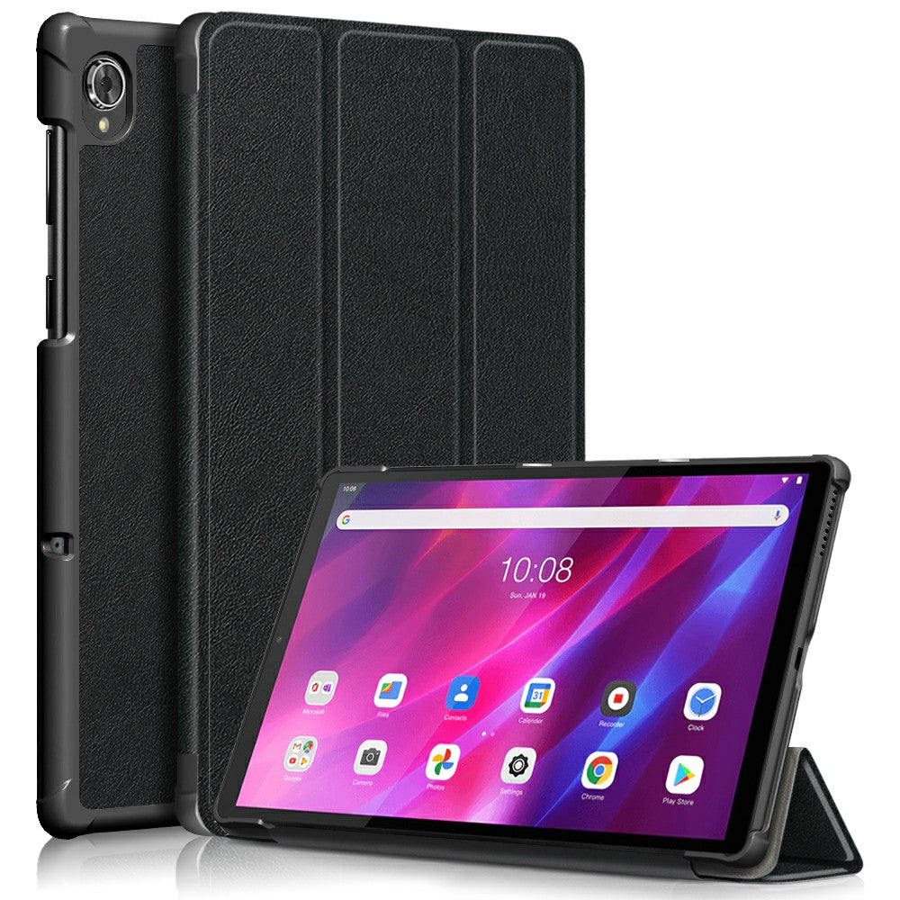 Tri-fold Soft Leather Flip Stand Smart Protective Cover with Sleep / Wake Feature for Lenovo Tab K10/Tab M10 Plus