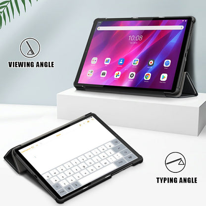 Tri-fold Soft Leather Flip Stand Smart Protective Cover with Sleep / Wake Feature for Lenovo Tab K10/Tab M10 Plus