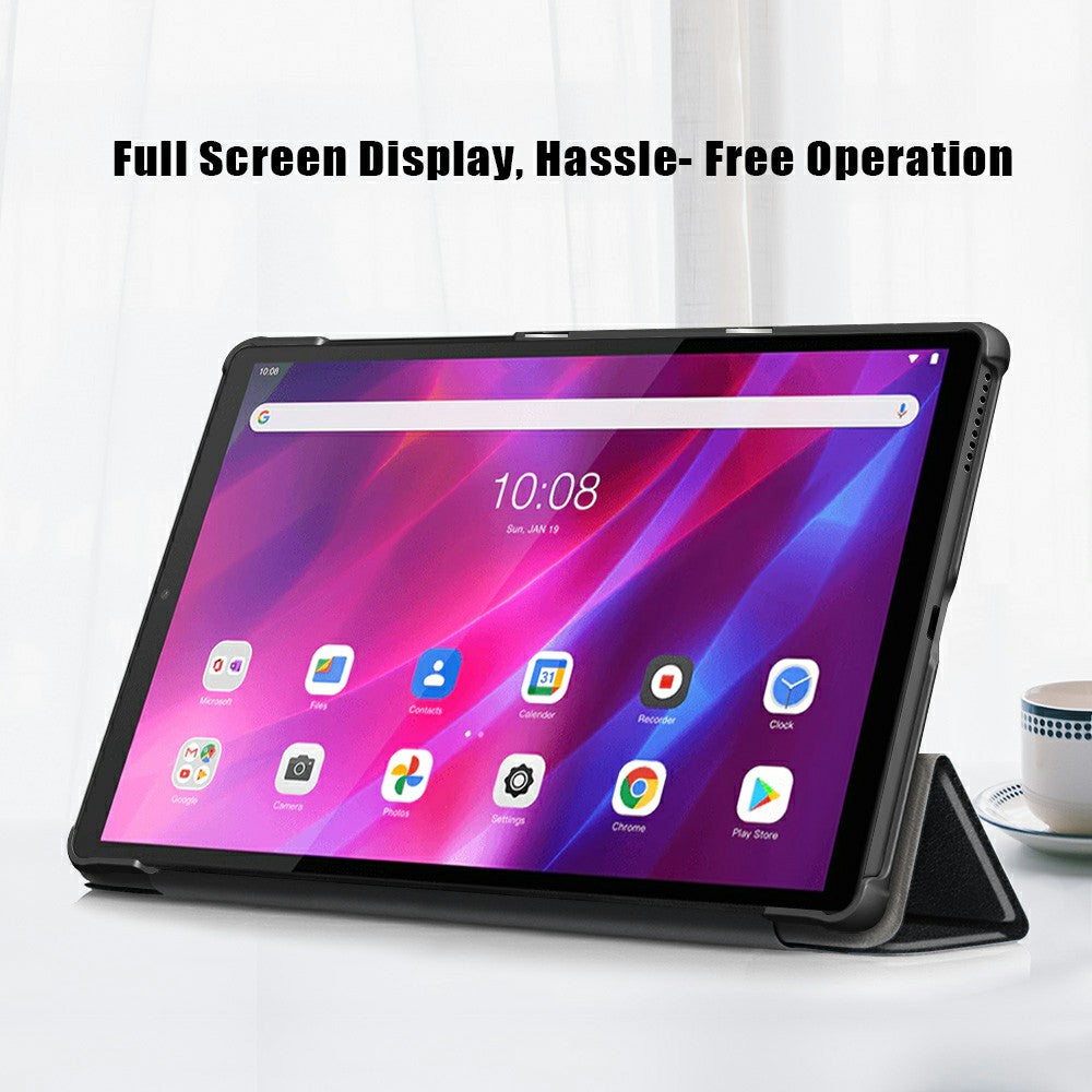 Tri-fold Soft Leather Flip Stand Smart Protective Cover with Sleep / Wake Feature for Lenovo Tab K10/Tab M10 Plus