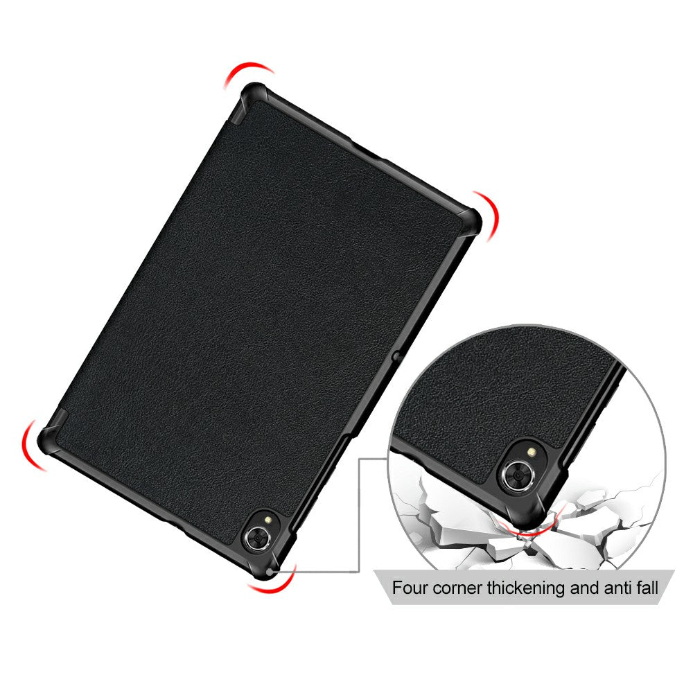 Tri-fold Soft Leather Flip Stand Smart Protective Cover with Sleep / Wake Feature for Lenovo Tab K10/Tab M10 Plus