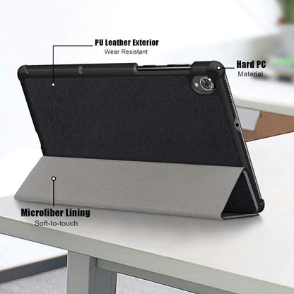 Tri-fold Soft Leather Flip Stand Smart Protective Cover with Sleep / Wake Feature for Lenovo Tab K10/Tab M10 Plus