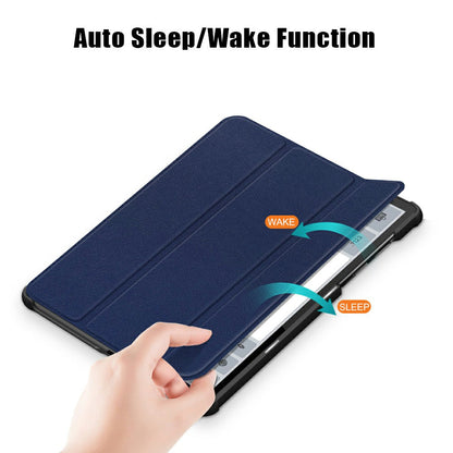 Tri-fold Soft Leather Flip Stand Smart Protective Cover with Sleep / Wake Feature for Lenovo Tab K10/Tab M10 Plus