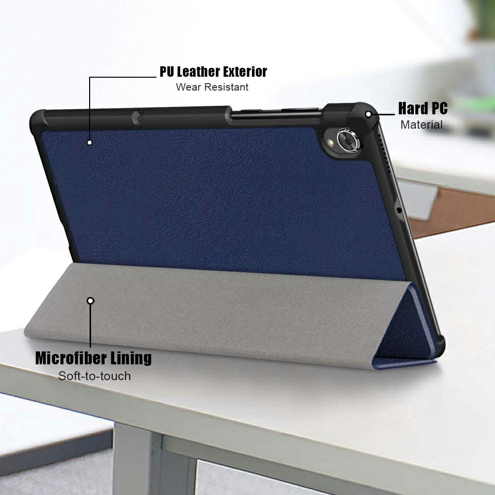 Tri-fold Soft Leather Flip Stand Smart Protective Cover with Sleep / Wake Feature for Lenovo Tab K10/Tab M10 Plus