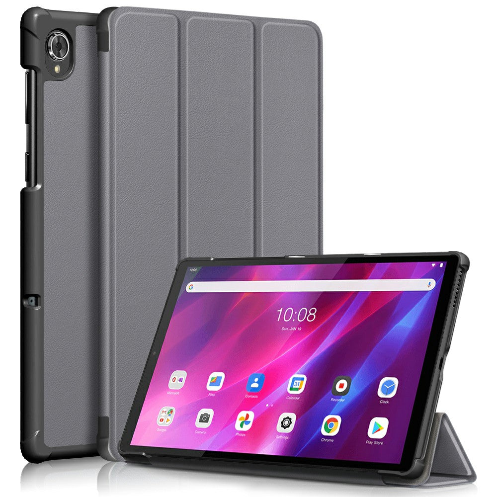 Tri-fold Soft Leather Flip Stand Smart Protective Cover with Sleep / Wake Feature for Lenovo Tab K10/Tab M10 Plus