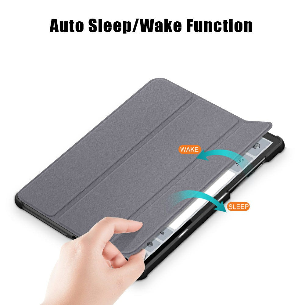 Tri-fold Soft Leather Flip Stand Smart Protective Cover with Sleep / Wake Feature for Lenovo Tab K10/Tab M10 Plus