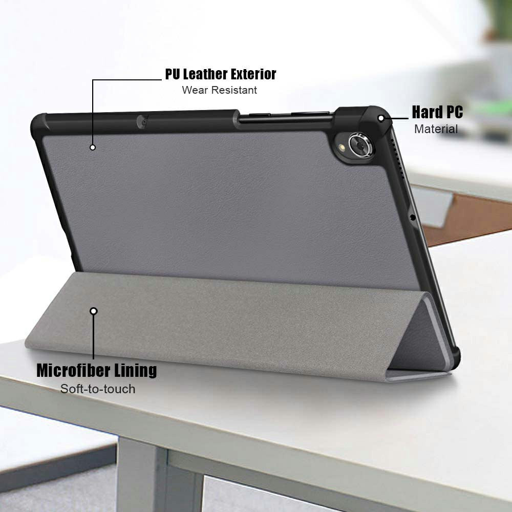 Tri-fold Soft Leather Flip Stand Smart Protective Cover with Sleep / Wake Feature for Lenovo Tab K10/Tab M10 Plus