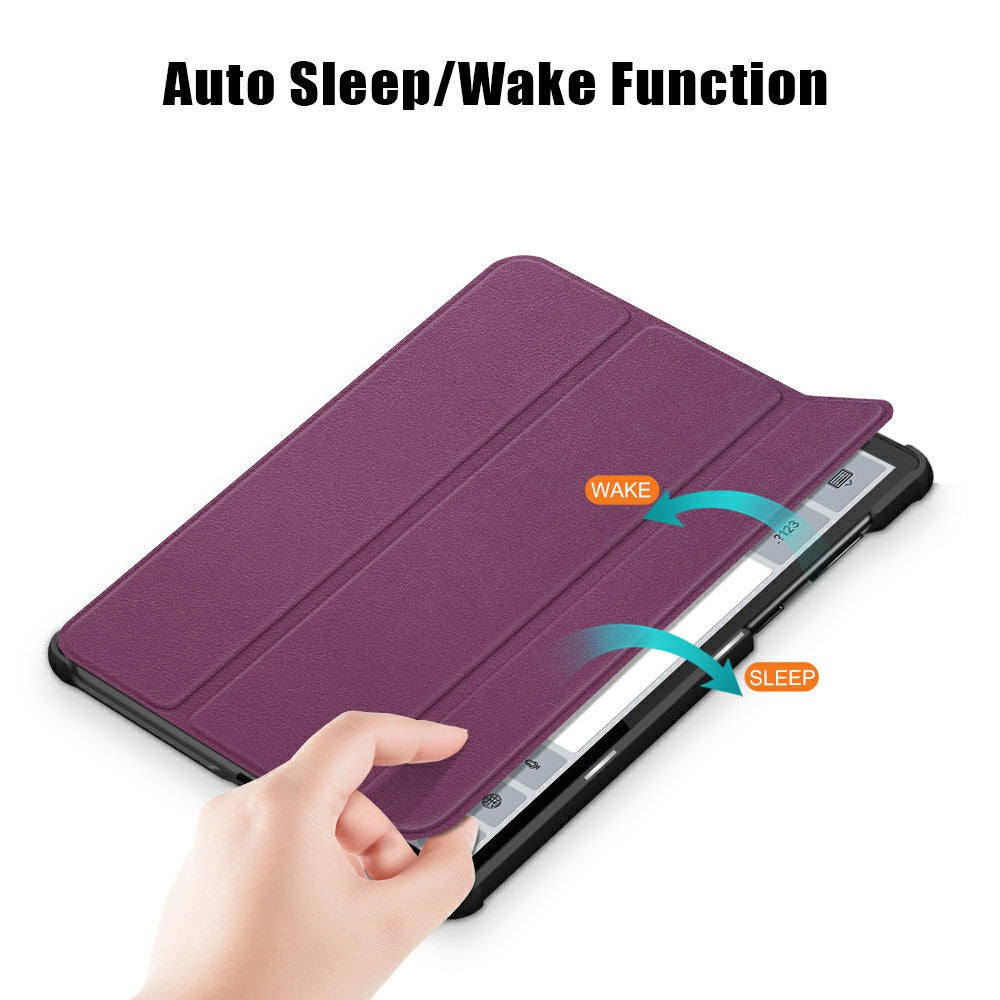 Tri-fold Soft Leather Flip Stand Smart Protective Cover with Sleep / Wake Feature for Lenovo Tab K10/Tab M10 Plus