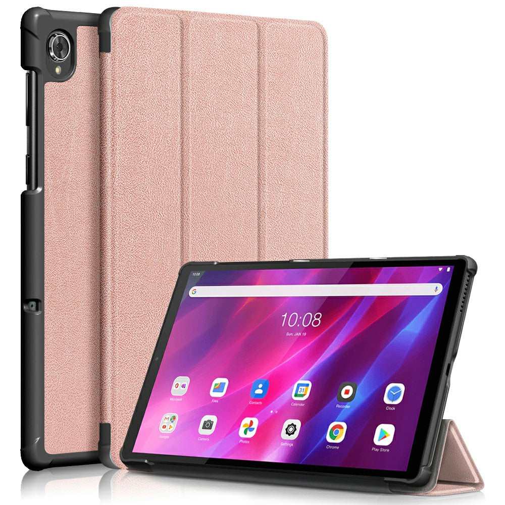 Tri-fold Soft Leather Flip Stand Smart Protective Cover with Sleep / Wake Feature for Lenovo Tab K10/Tab M10 Plus