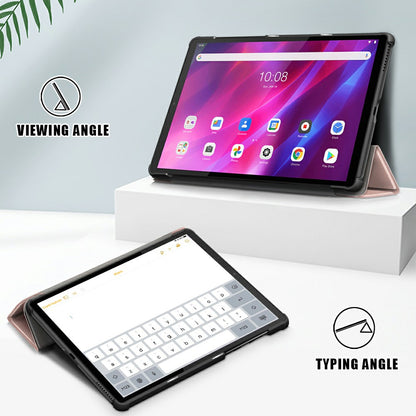 Tri-fold Soft Leather Flip Stand Smart Protective Cover with Sleep / Wake Feature for Lenovo Tab K10/Tab M10 Plus