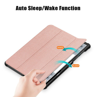 Tri-fold Soft Leather Flip Stand Smart Protective Cover with Sleep / Wake Feature for Lenovo Tab K10/Tab M10 Plus