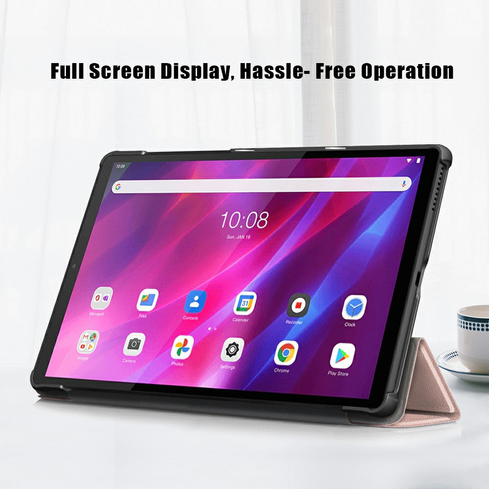 Tri-fold Soft Leather Flip Stand Smart Protective Cover with Sleep / Wake Feature for Lenovo Tab K10/Tab M10 Plus