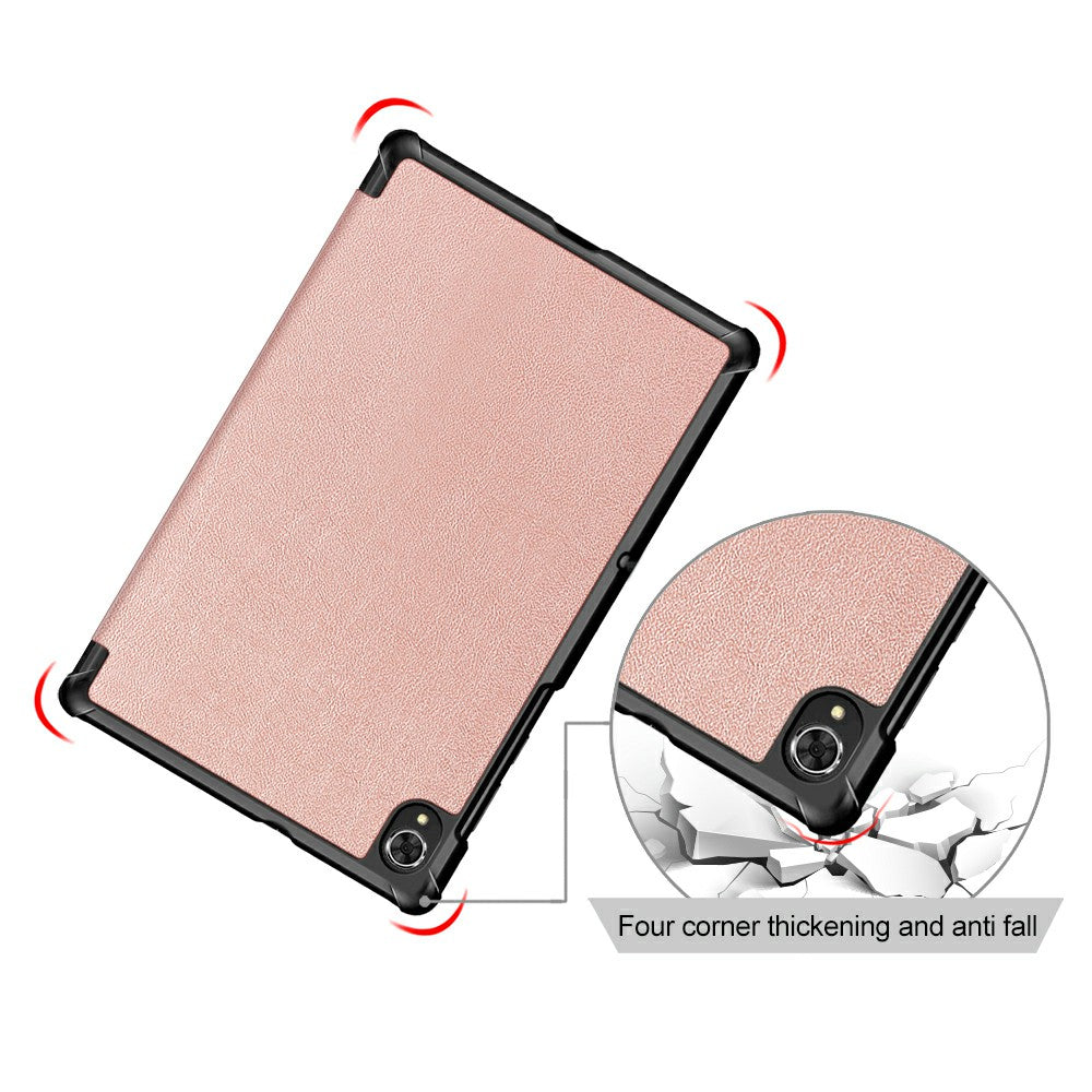 Tri-fold Soft Leather Flip Stand Smart Protective Cover with Sleep / Wake Feature for Lenovo Tab K10/Tab M10 Plus