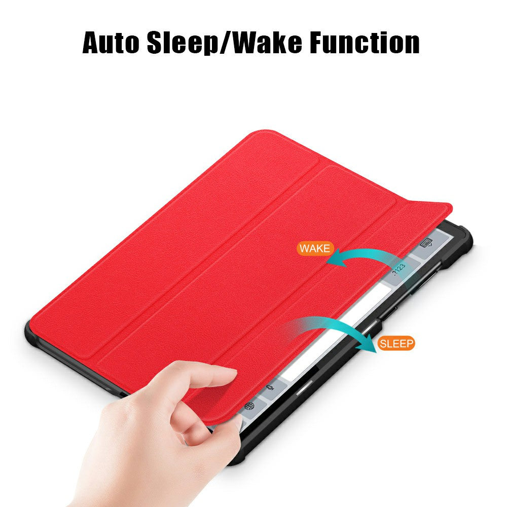 Tri-fold Soft Leather Flip Stand Smart Protective Cover with Sleep / Wake Feature for Lenovo Tab K10/Tab M10 Plus