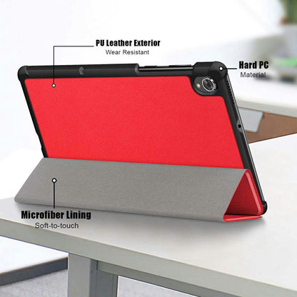 Tri-fold Soft Leather Flip Stand Smart Protective Cover with Sleep / Wake Feature for Lenovo Tab K10/Tab M10 Plus