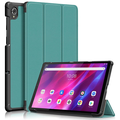 Tri-fold Soft Leather Flip Stand Smart Protective Cover with Sleep / Wake Feature for Lenovo Tab K10/Tab M10 Plus