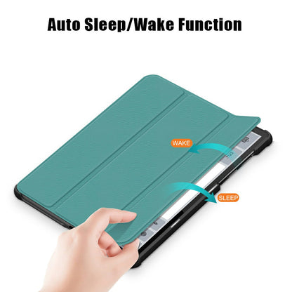 Tri-fold Soft Leather Flip Stand Smart Protective Cover with Sleep / Wake Feature for Lenovo Tab K10/Tab M10 Plus