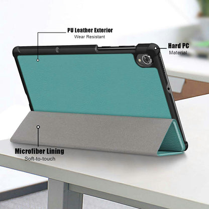 Tri-fold Soft Leather Flip Stand Smart Protective Cover with Sleep / Wake Feature for Lenovo Tab K10/Tab M10 Plus