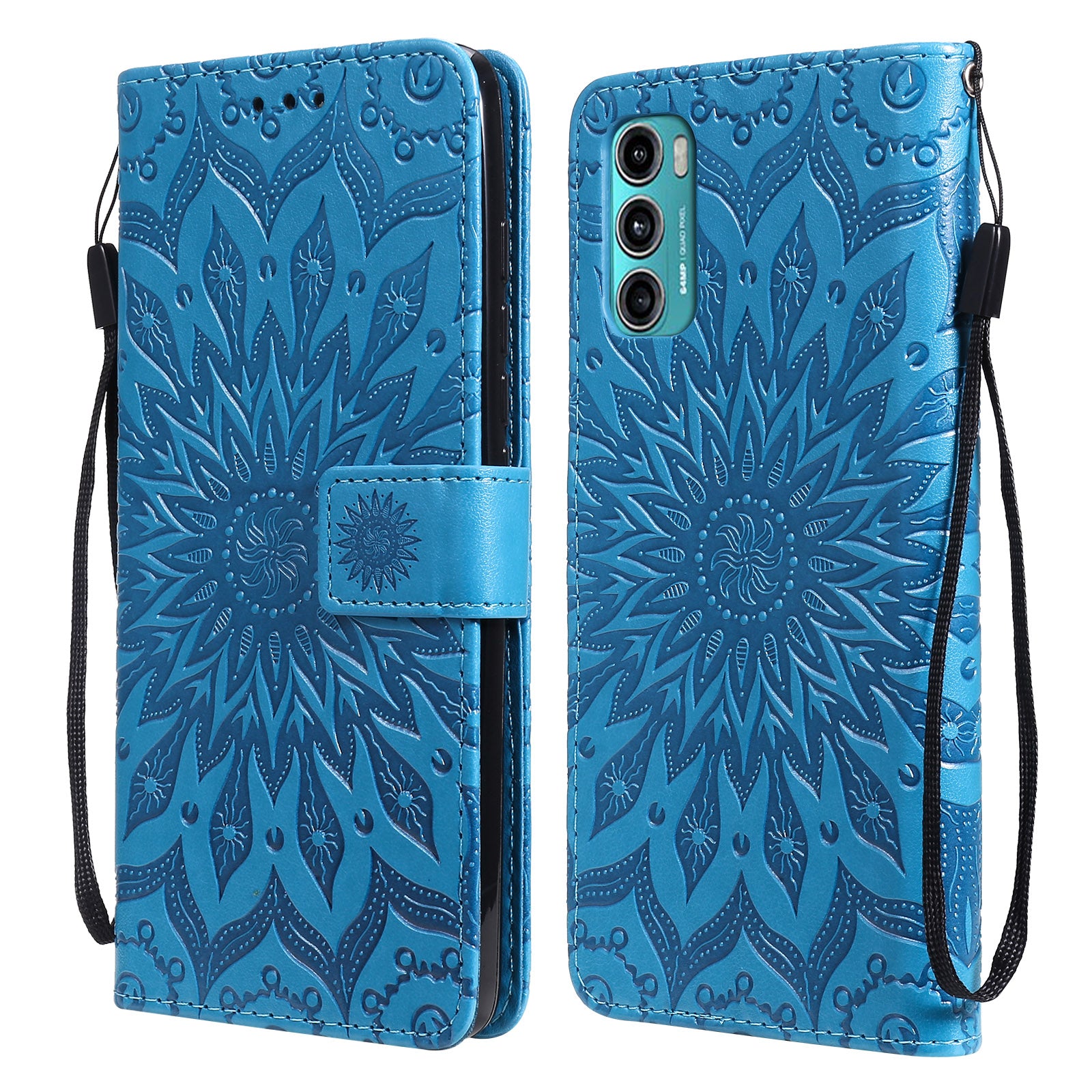 Stylish KT Imprinting Flower Series-1 Flower Pattern PU Leather Full Protection Wallet Phone Stand Cover for Motorola Moto G60 / Moto G40 Fusion