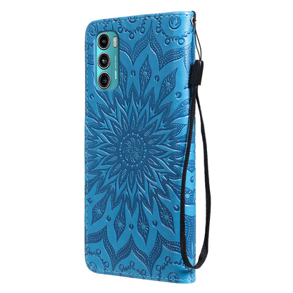 Stylish KT Imprinting Flower Series-1 Flower Pattern PU Leather Full Protection Wallet Phone Stand Cover for Motorola Moto G60 / Moto G40 Fusion