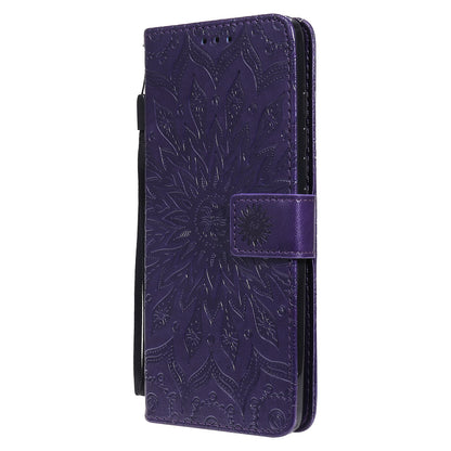 Stylish KT Imprinting Flower Series-1 Flower Pattern PU Leather Full Protection Wallet Phone Stand Cover for Motorola Moto G60 / Moto G40 Fusion